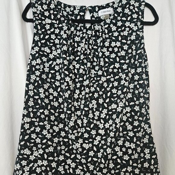 Calvin Klein Sleeveless knit top. Size: Med    Color: Black/White/Green - Picture 1 of 6